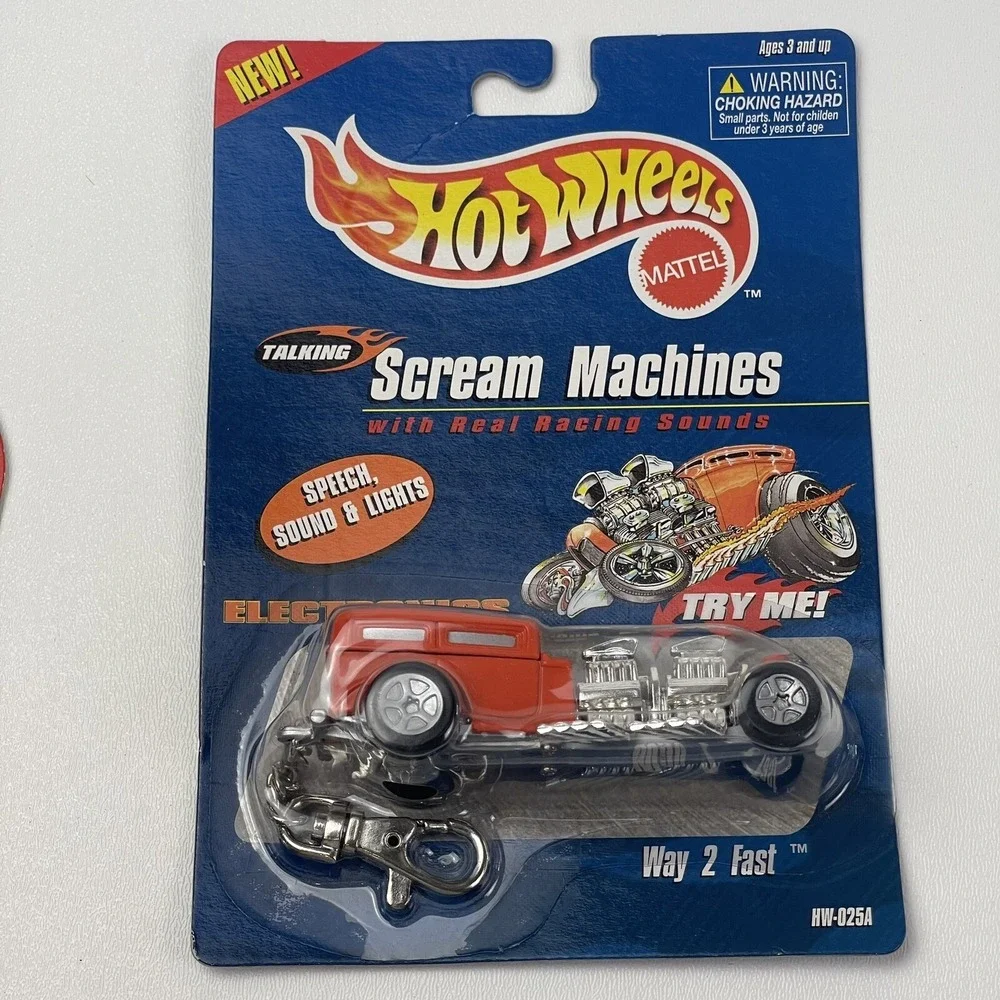1999 Hot Wheels Keychain Talking Scream Machines Way 2 Fast Red Hot Rod